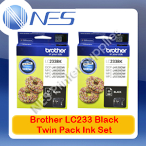 2x Brother Genuine LC233-BK BLACK Ink Cartridge for MFC-J880DW/680DW/5720DW/480DW/562DW
